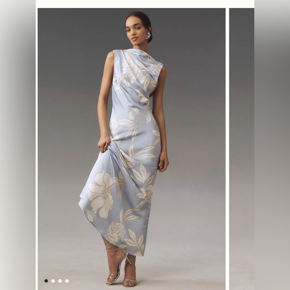 Significant Other Lana high neck blue floral printed dress